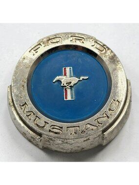 Vintage 1965-1968 Ford Mustang Gaa Cap Blue Emblem Chrome Metal